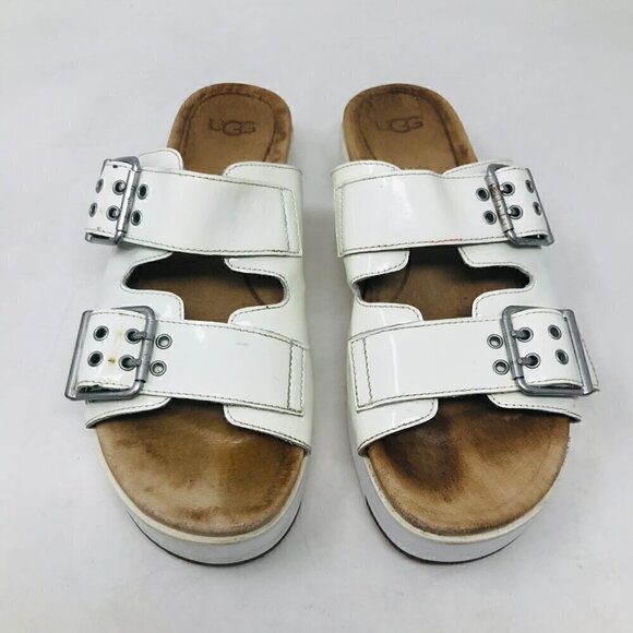 Ugg Cammie White Platform Patent Leather Sandals Size US 7 EUR 38 - Picture 4 of 8